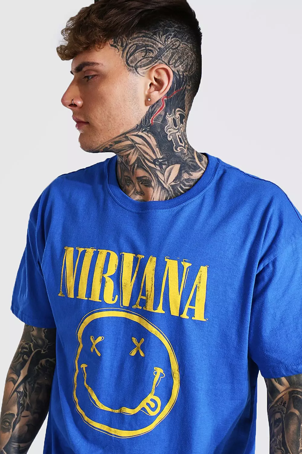 Oversized Nirvana Face License T-shirt | boohooMAN UK