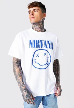 Oversized Nirvana Face License T-shirt White