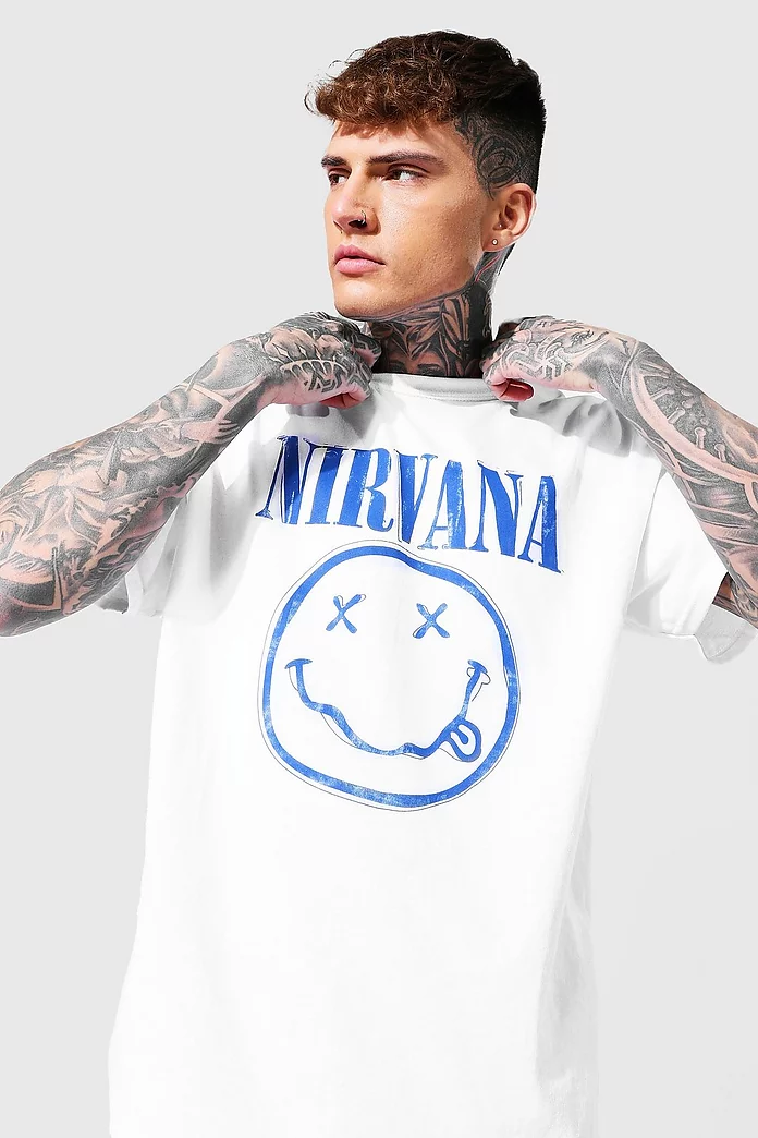 Oversized Nirvana Face License T-shirt | boohooMAN USA Oversized Nirvana Face License T-shirt | boohooMAN USA