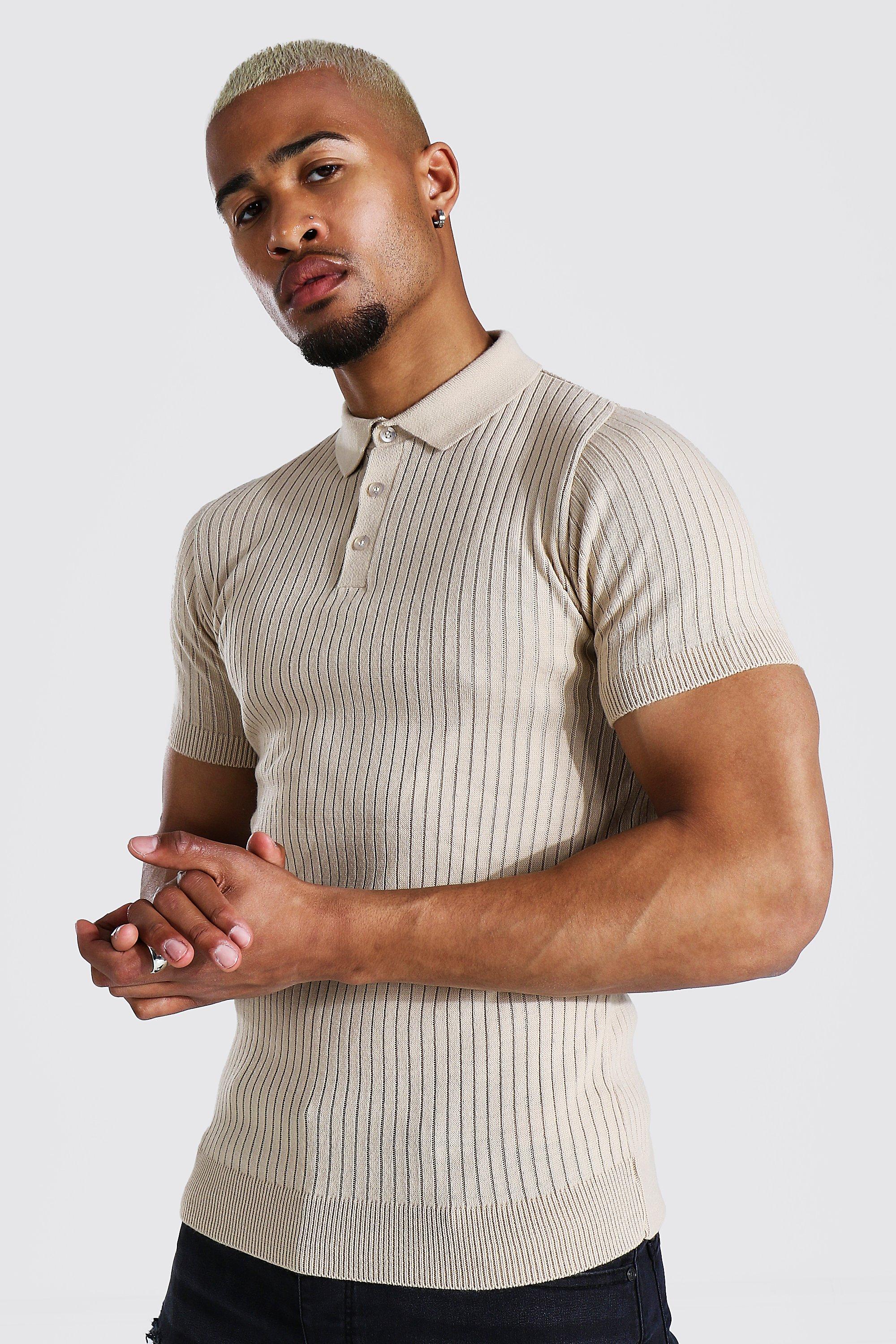 Mens short 2025 sleeve knitted polo