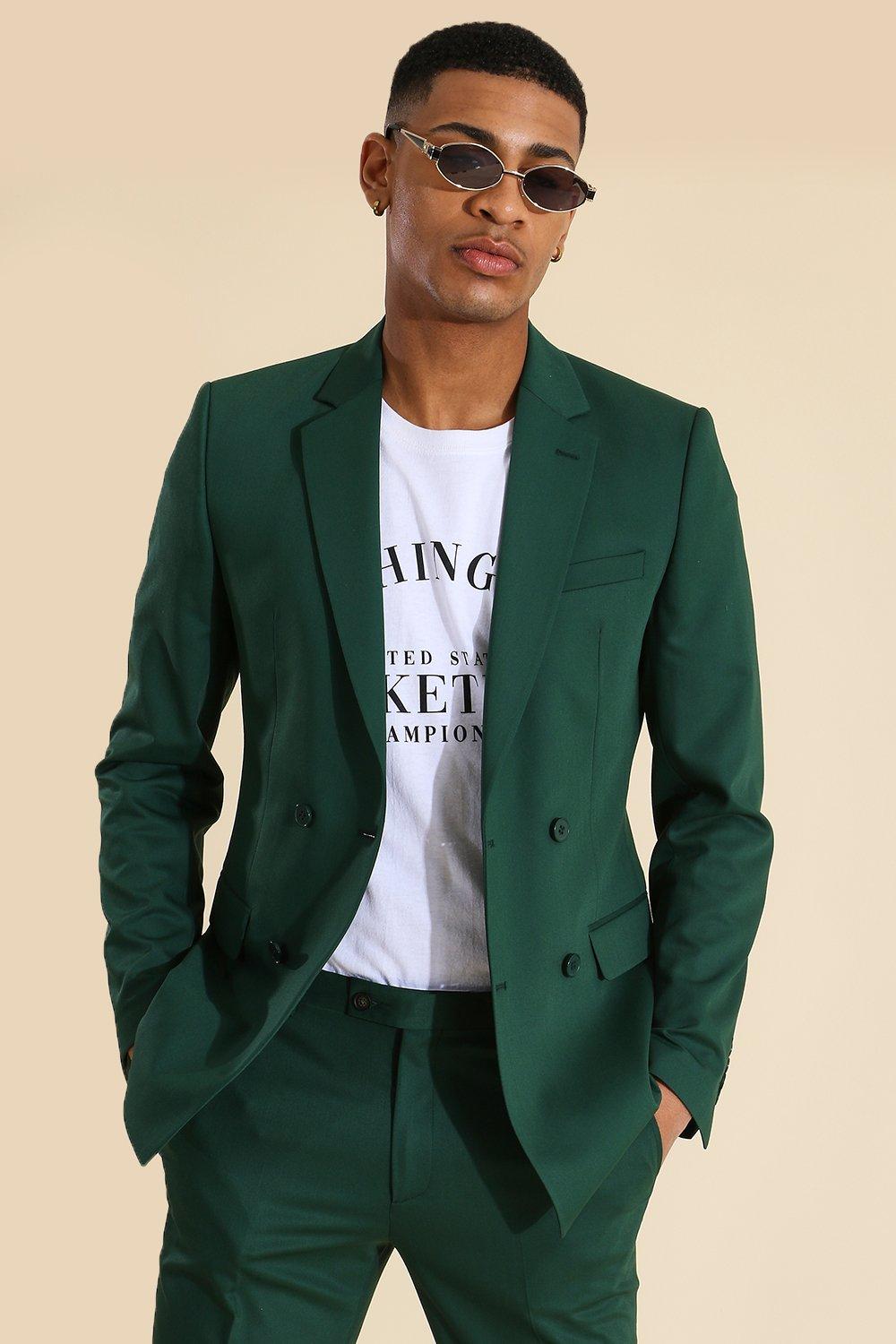 Veste de costume croisée skinny, Green