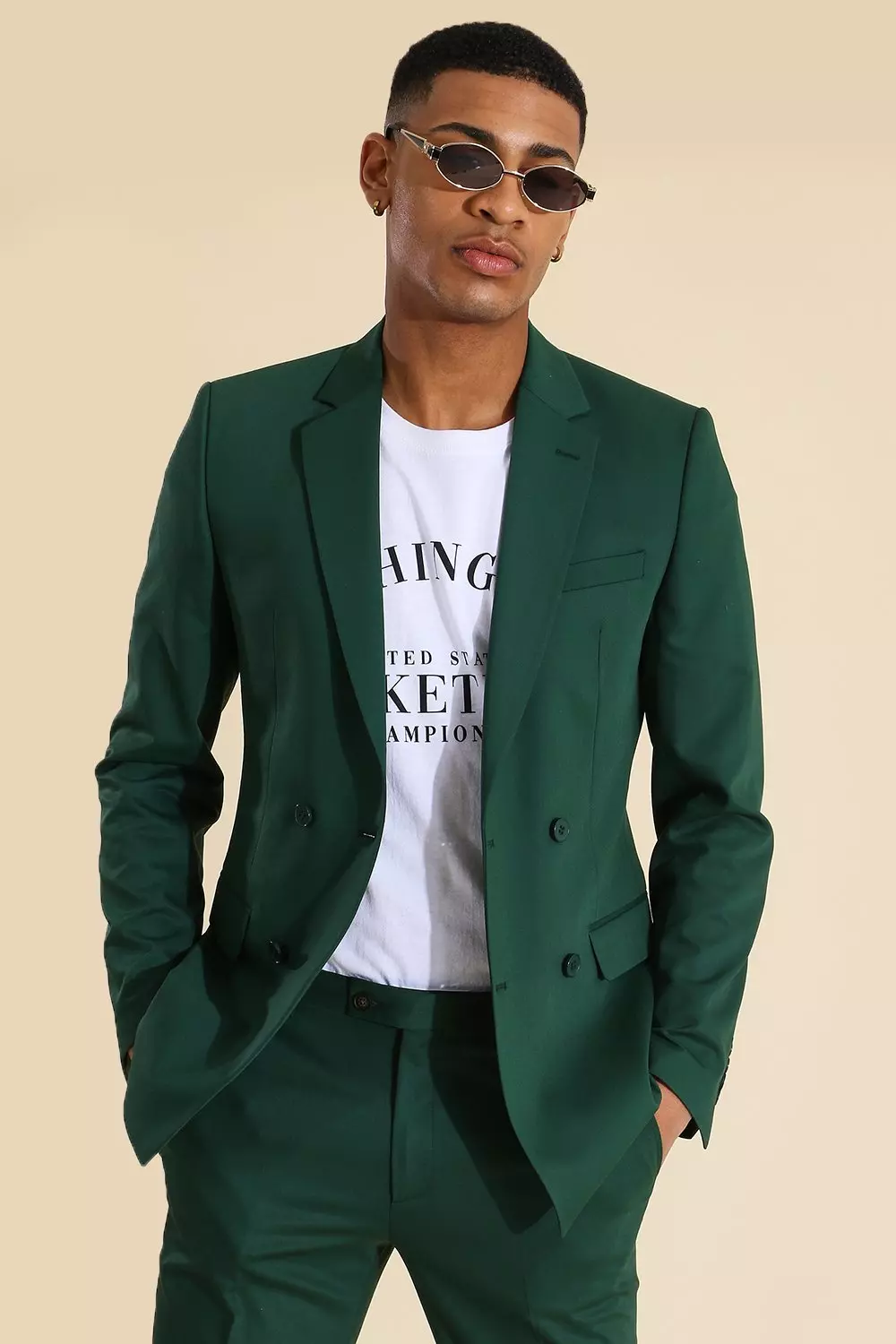 Veste de costume croisée skinny, Green autre image