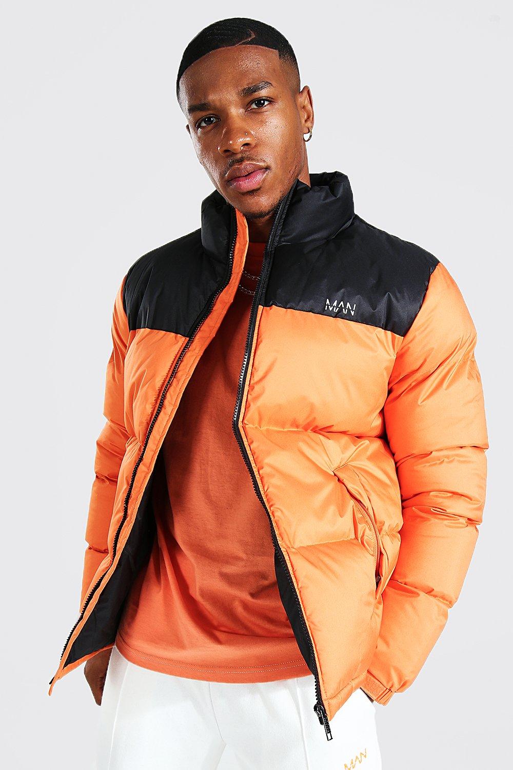 Man Dash Colour Block Puffer boohooMAN USA