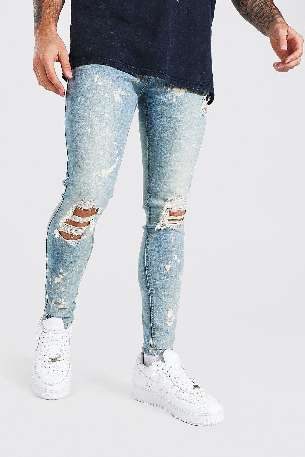 boohooman paint splatter jeans