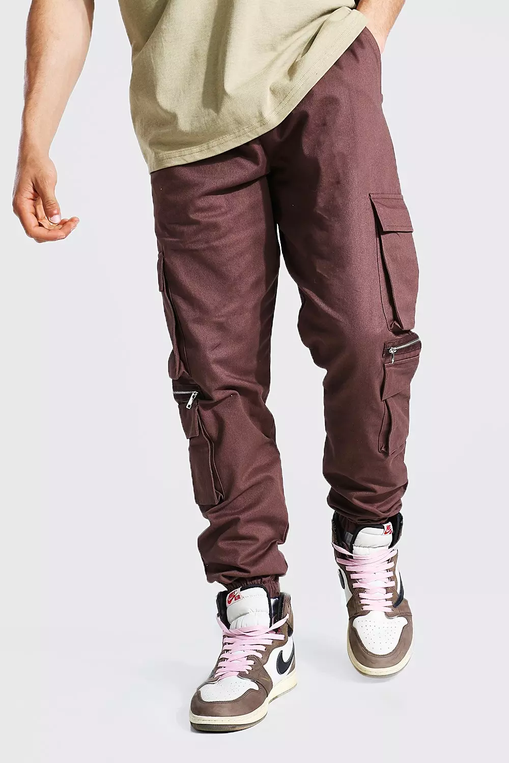 Pantaloni Man In Twill Con Tasche Cargo E Zip, Chocolate immagine alternativa