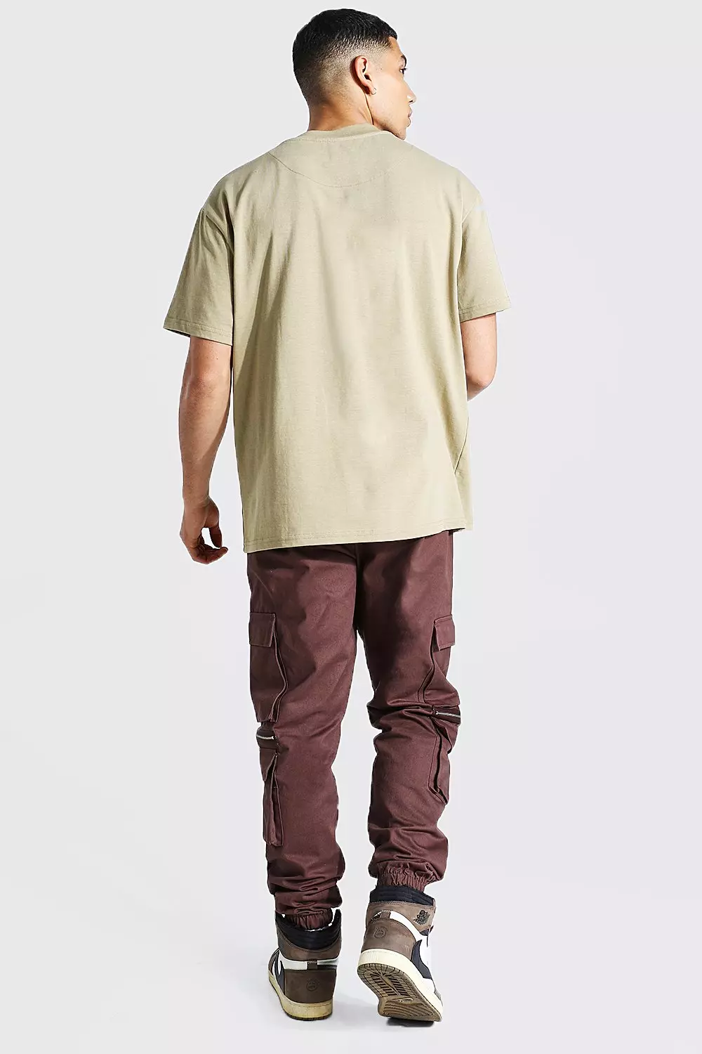 Pantaloni Man In Twill Con Tasche Cargo E Zip, Chocolate immagine alternativa