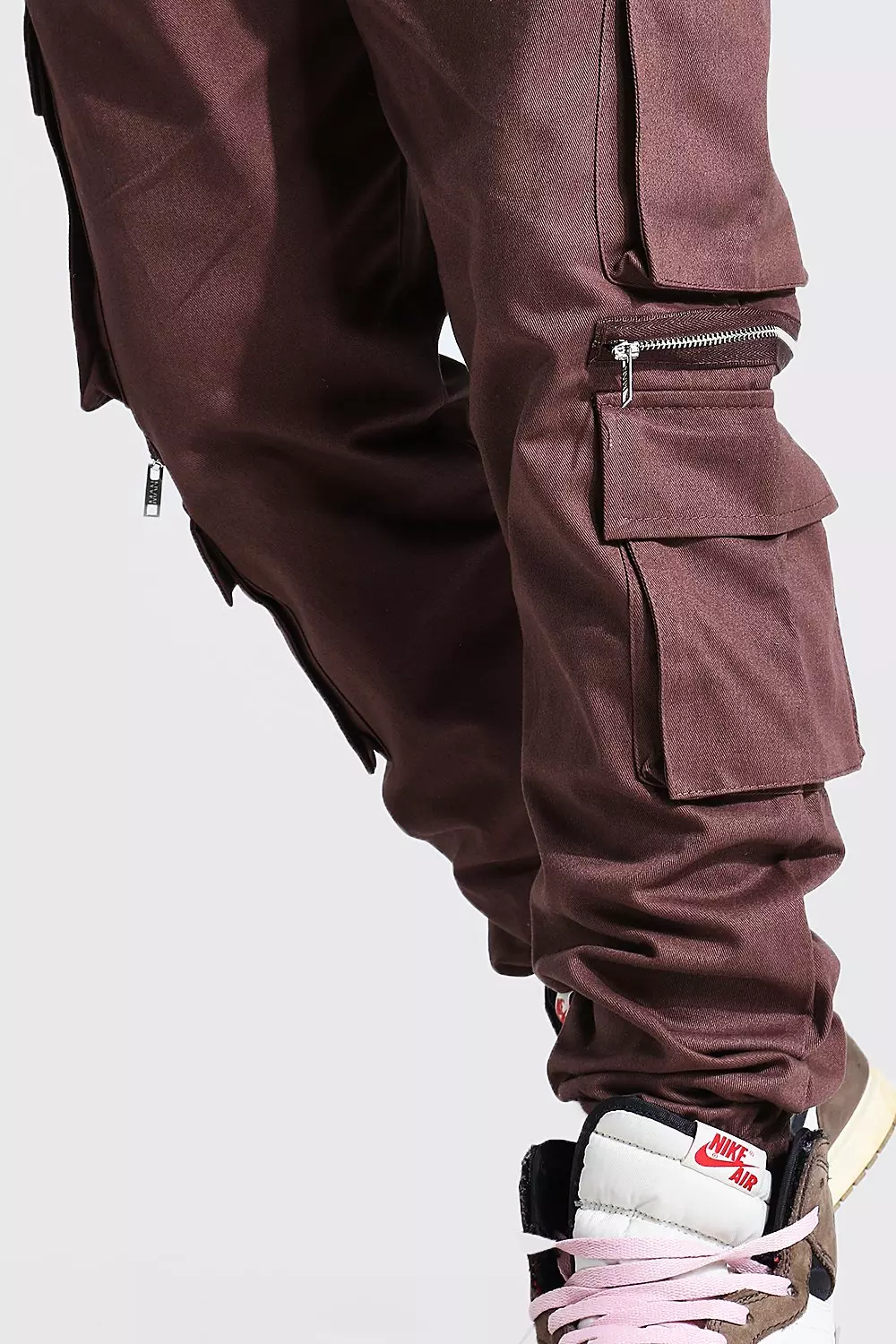 Pantaloni Man In Twill Con Tasche Cargo E Zip, Chocolate immagine alternativa