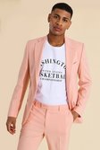 Skinny Single Breasted Suit Jacket, Coral