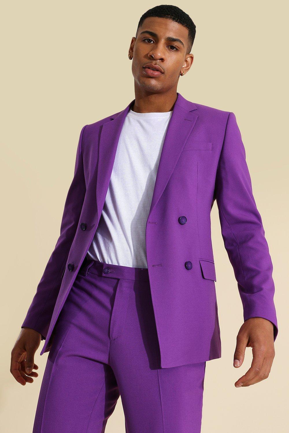 Causal African Summer Purple Peak Lapel Men Suits Wedding Slim Fit ...