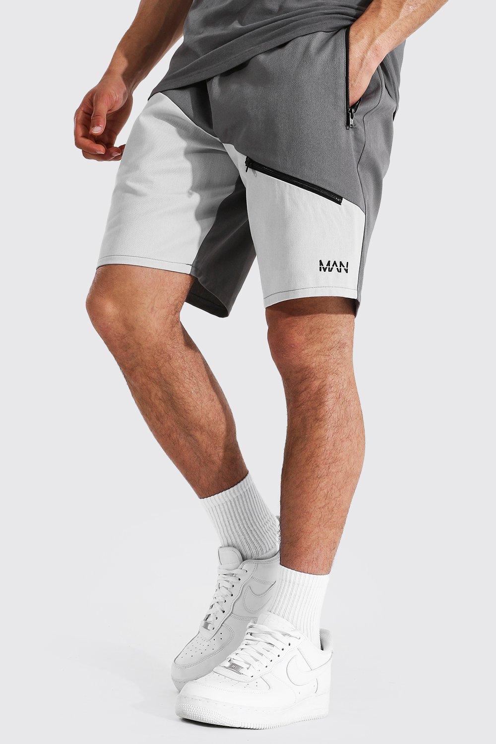 Man Spliced Cargo Short With Zip Pocket Boohooman