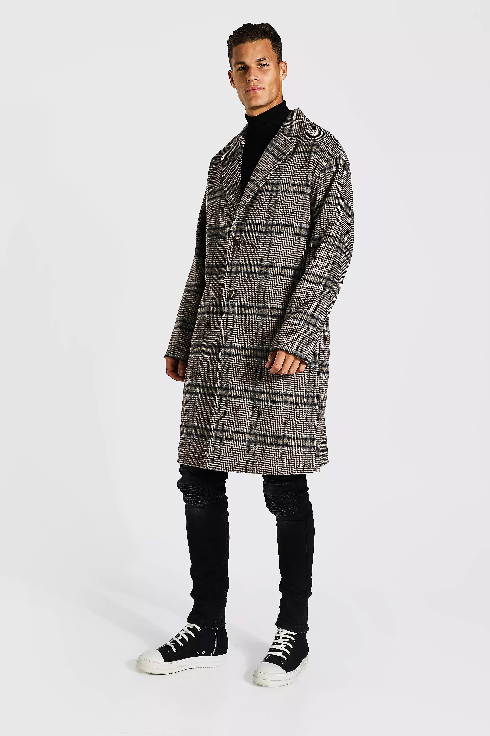 Men's Brown Overcoats | boohooMAN USA