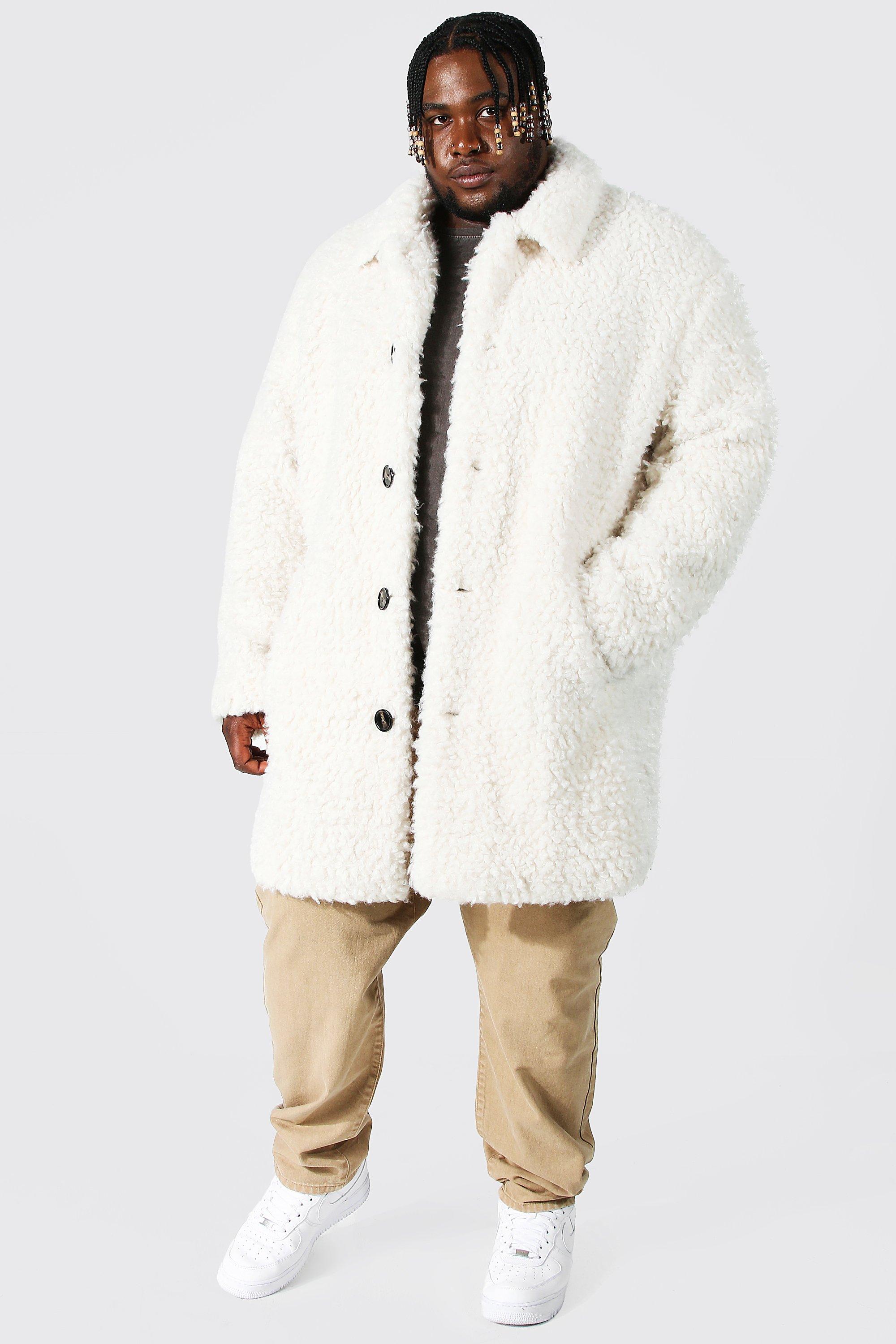 Men's White Faux Fur Jacket 