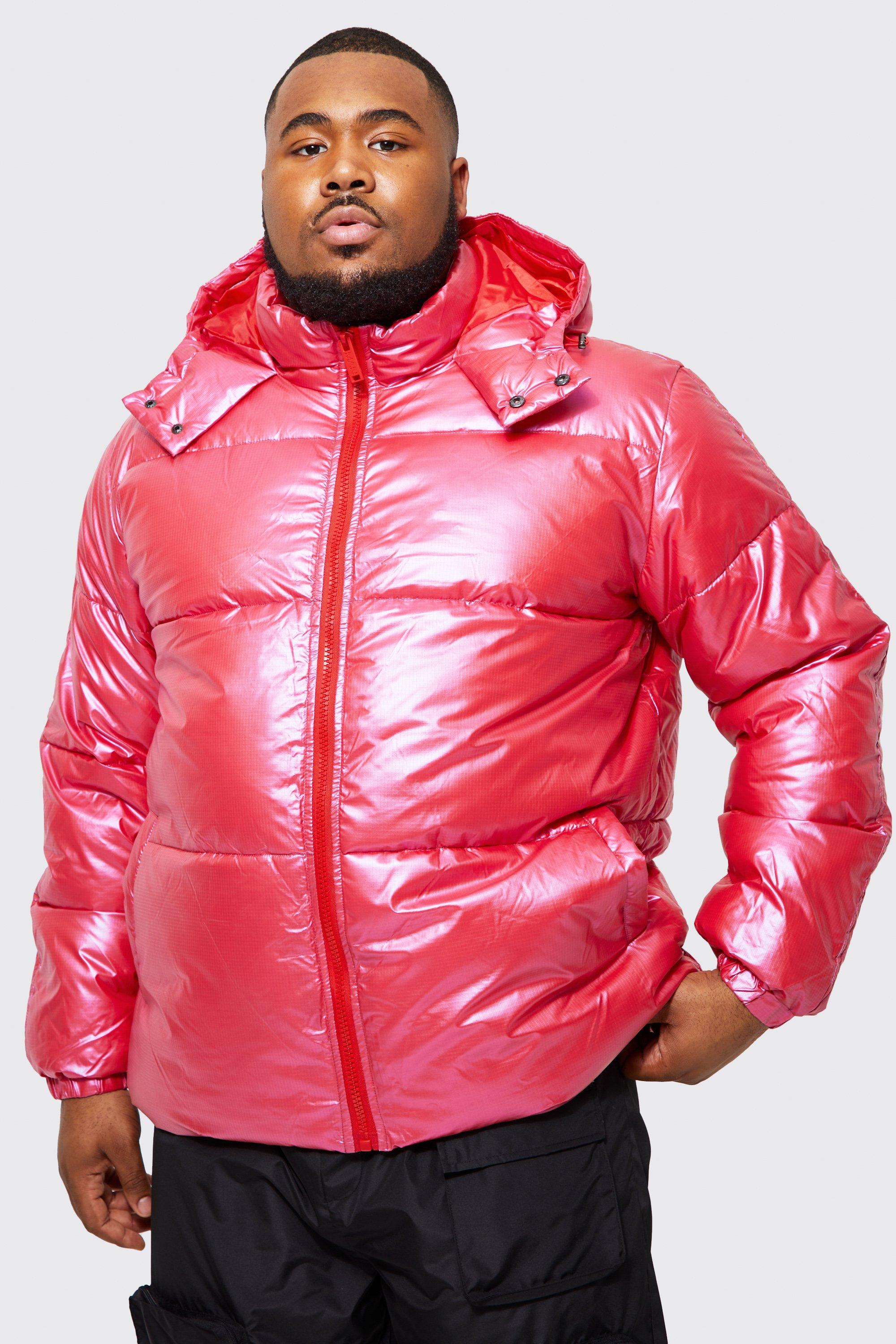 boohoo Men's Plus Size Tapestry Hooded Puffer Jacket