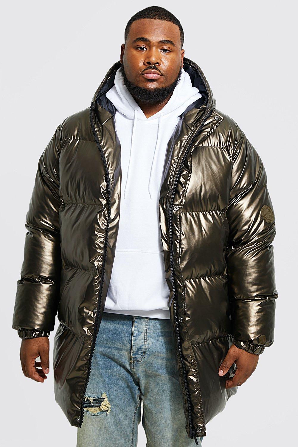  5665 Mens Shiny Puffer Jacket Packable Black Bubble