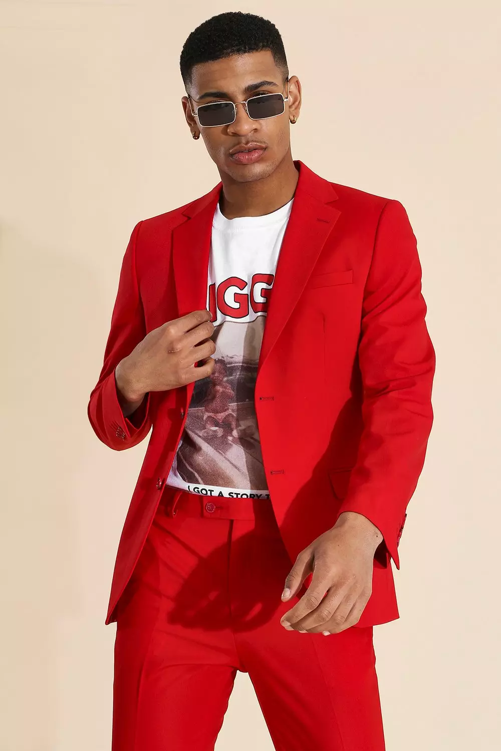 Mens red suit on sale coat