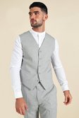 Grey Linen Single Breast Waistcoat