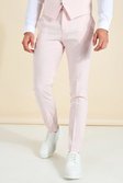 Pink Linen Skinny Crop Suit Trousers