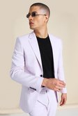 Lilac Linen Skinny Single Breast Suit Jacket