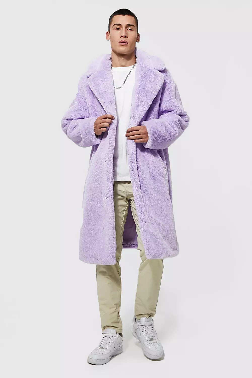 Plain Faux Fur Coat boohooMAN