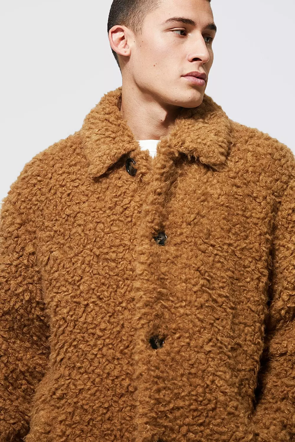 Teddy Faux Fur Single Breasted Jacket boohooMAN USA