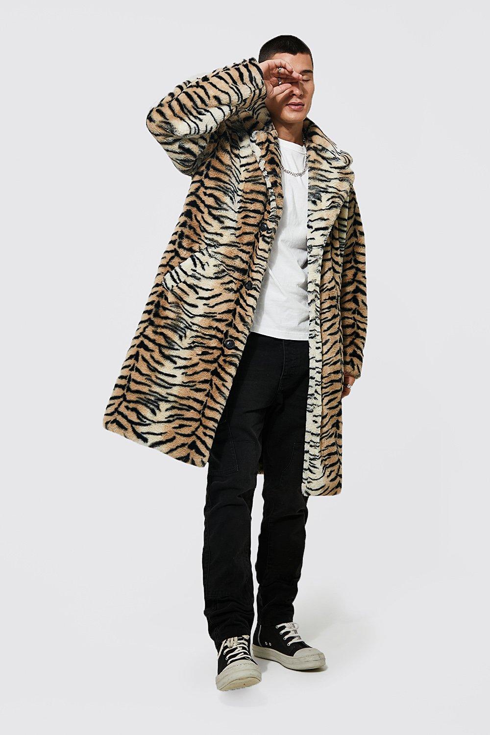 Faux Fur Streetwear Clothing, Mens White Faux Fur Jacket