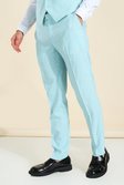 Teal Linen Slim Suit Pants