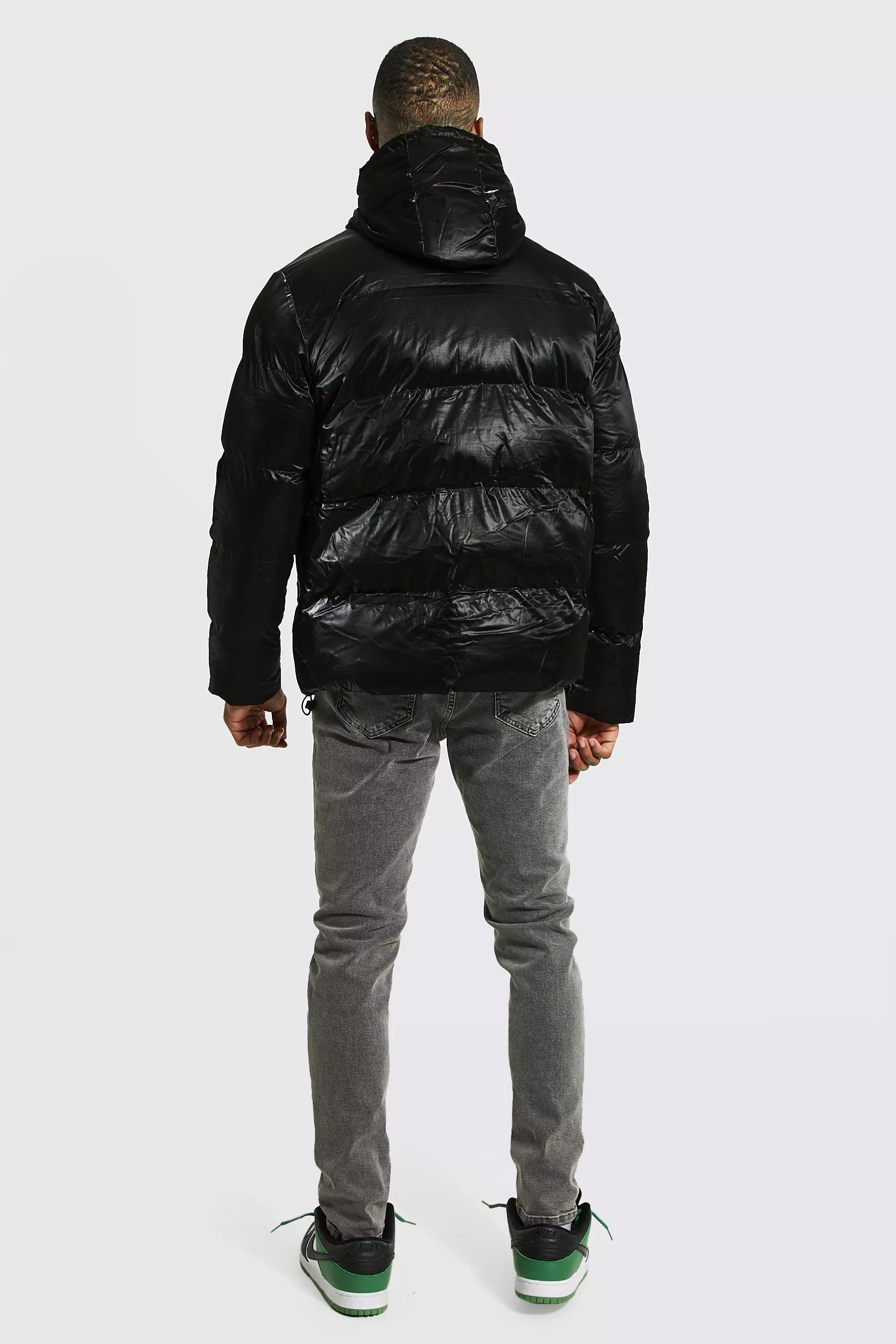 Piumino In Nylon Ripstop Morbido E Lucido, Black immagine alternativa