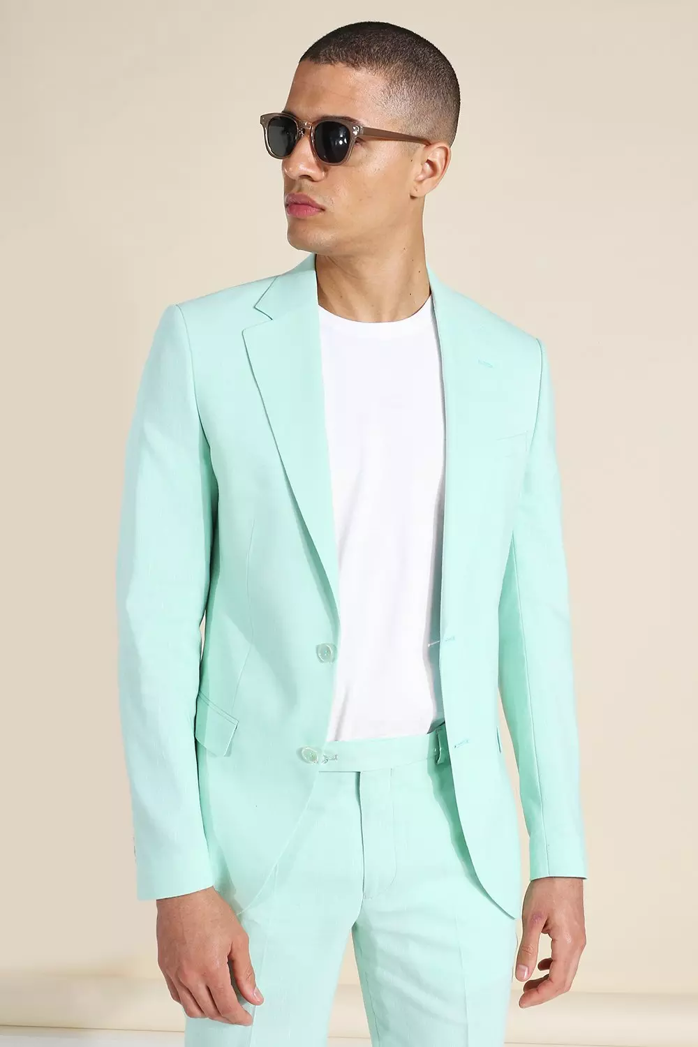 Slim Linen Mint Suit