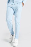 Pantalon skinny en jacquard à carreaux et nervures, Light blue