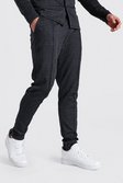 Charcoal Skinny Check Jacquard Trousers With Pintuck