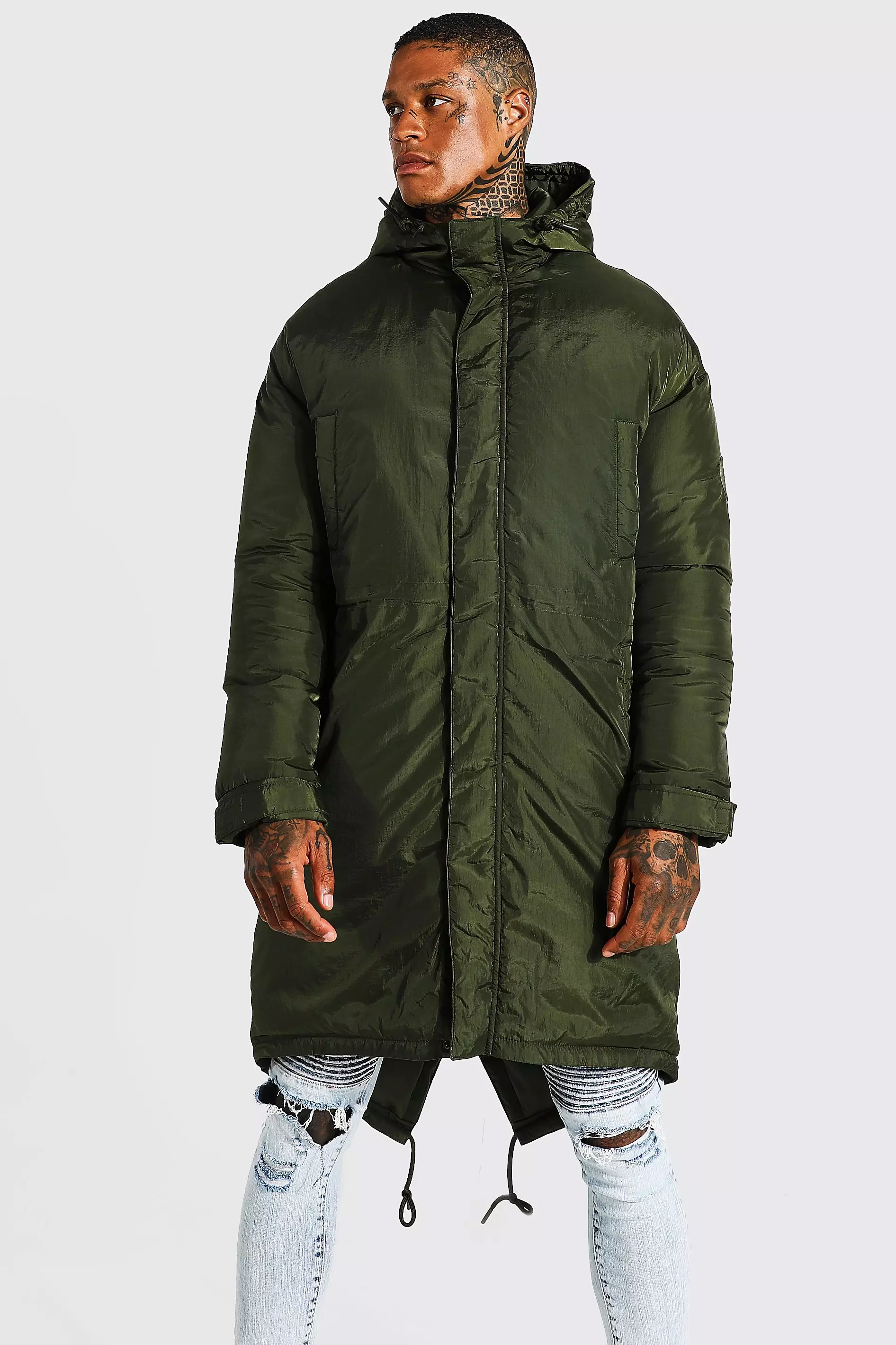 Longline parka jacket mens best sale