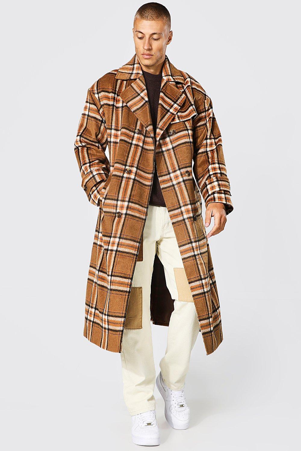 Boohooman overcoat hot sale in camel