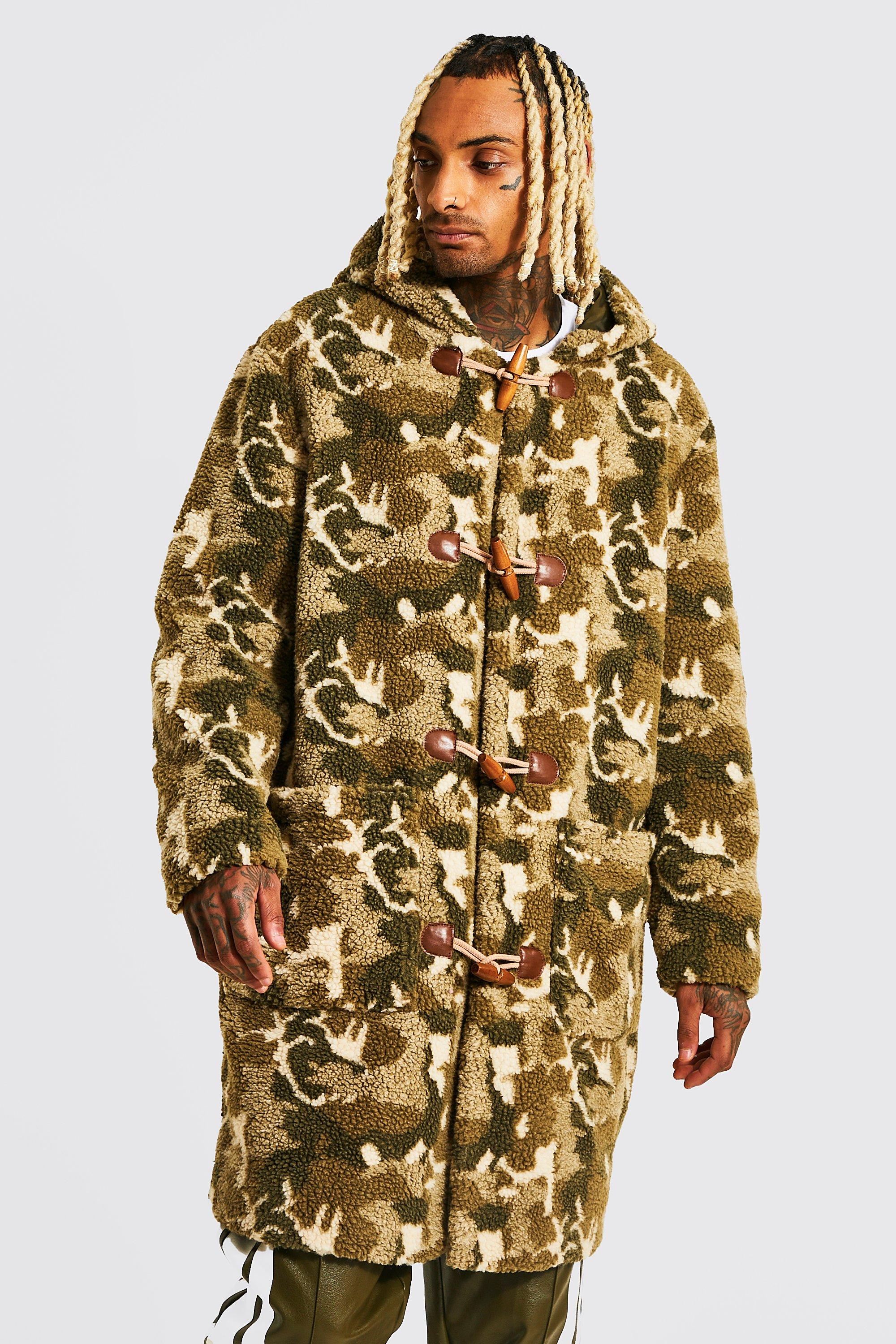 Boohooman jacket sale in khaki camo