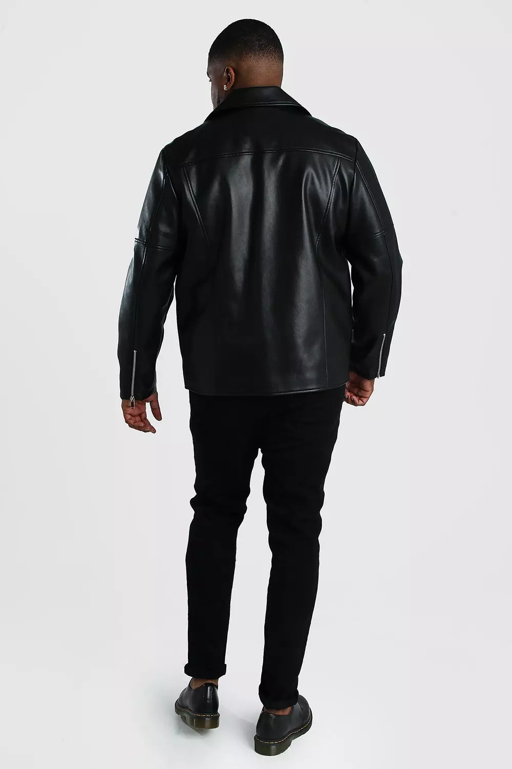 Black Plus Size Leather Look Biker Jacket alternatieve afbeelding