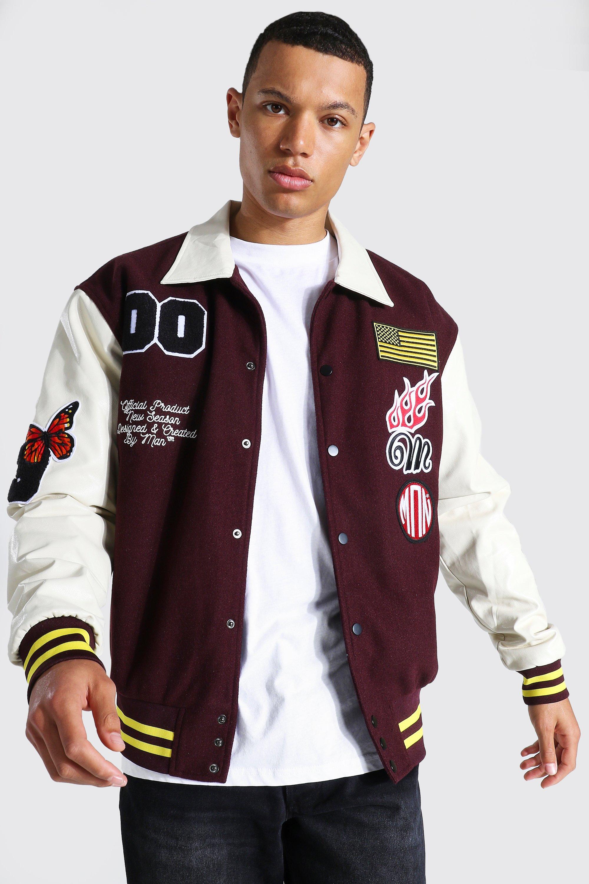 Varsity outlet jacket boohooman