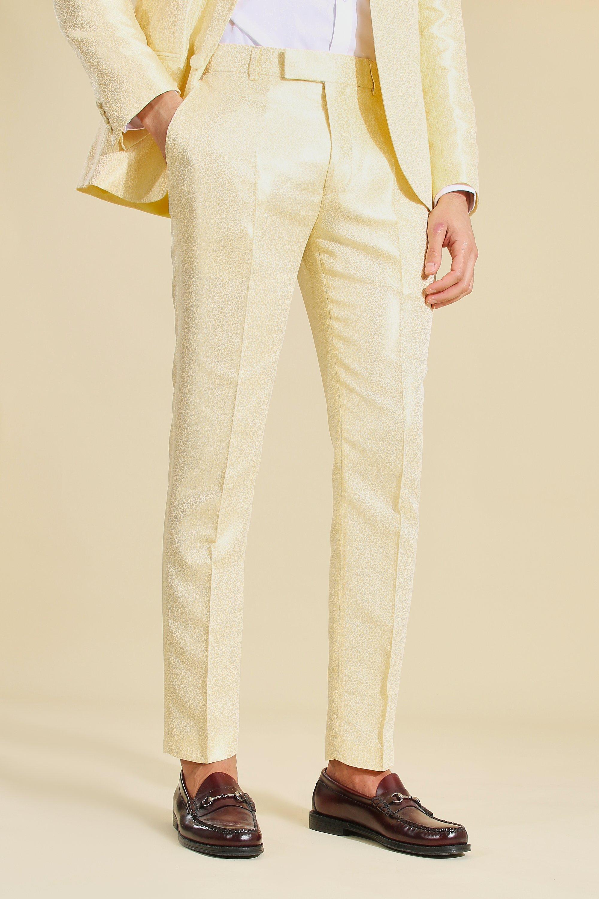 Gold Skinny Jacquard Suit Trouser
