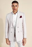 White Double Breasted Skinny Suit Jacket