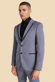 Grey Notch Lapel Contrast Piping Skinny Jacket