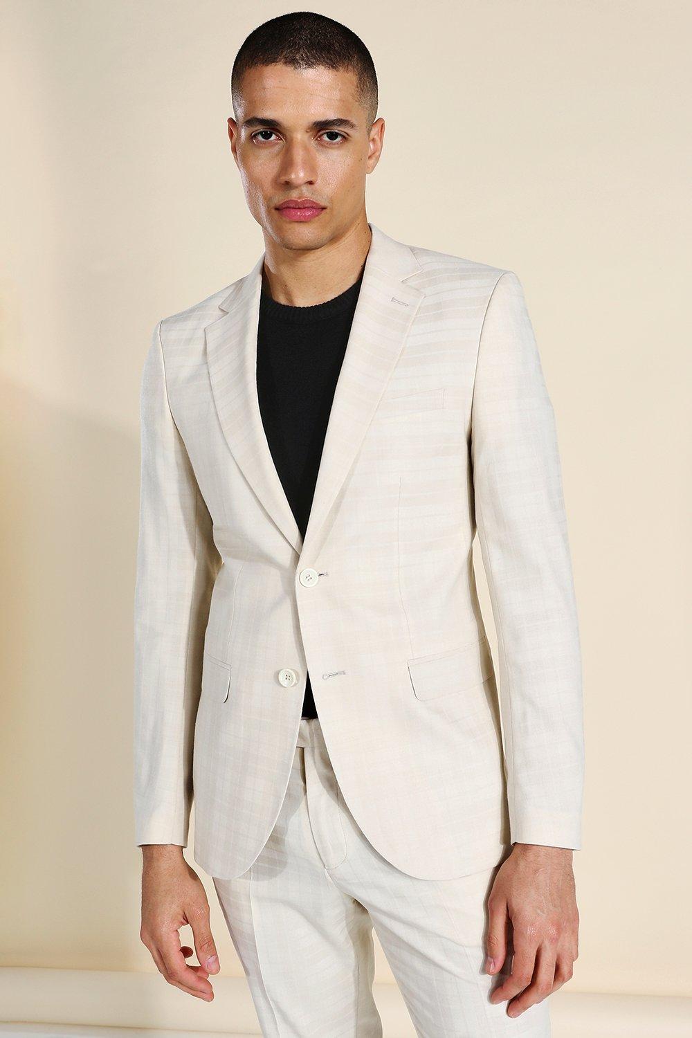 Einreihige Skinny-Anzugjacke, Stone