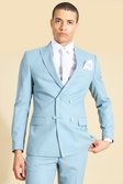 Mint Double Breasted Skinny Crosshatch Suit Jacket