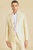 Gold Single Breasted Jacquard Suit Jacket