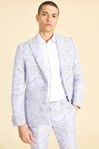 Lilac Single Breasted Jacquard Skinny Suit Jacket