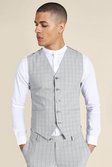 Grey Super Skinny Check Single Breasted Vest