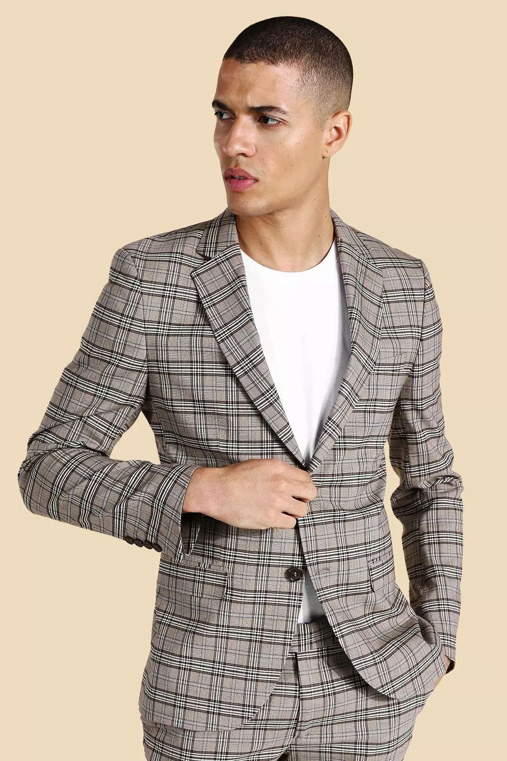 Tan Single Breasted Super Skinny Suit Jacket alternative image