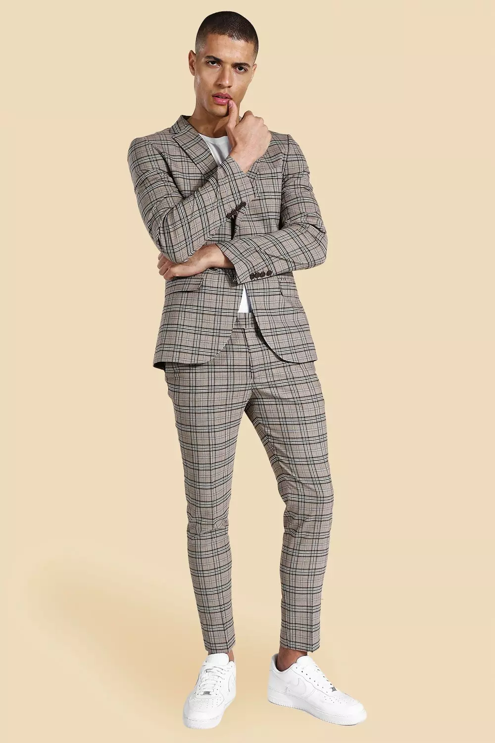 Tan Single Breasted Super Skinny Suit Jacket alternative image