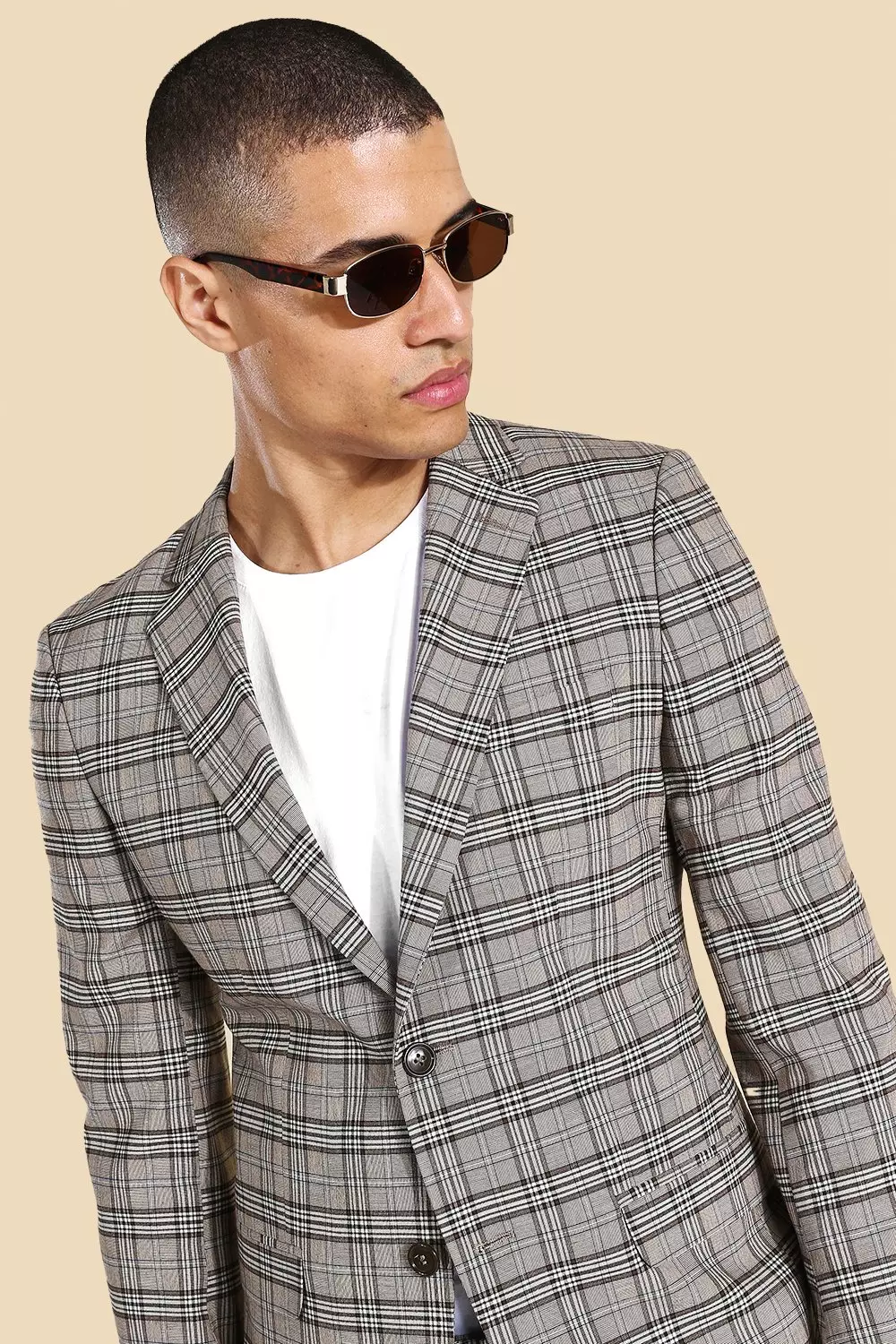 Tan Single Breasted Super Skinny Suit Jacket alternative image