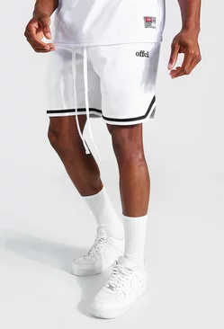 White Offcl Basketball Sweat Shorts With Tape