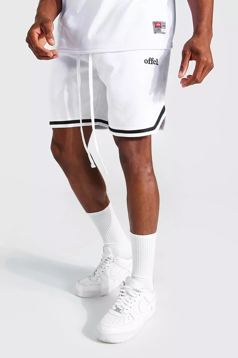 White Offcl Basketball Sweat Shorts With Tape