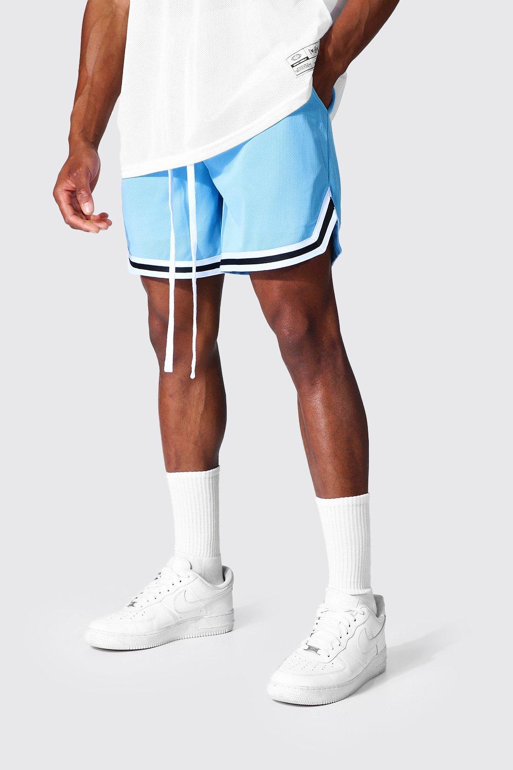 Short Length Mesh Basketball Shorts With Tape