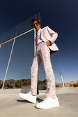 Pink Skinny Floral Jacquard Suit Trouser
